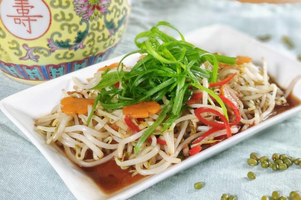 Stir Fry Home Grown Bean Sprouts with Salted Fish