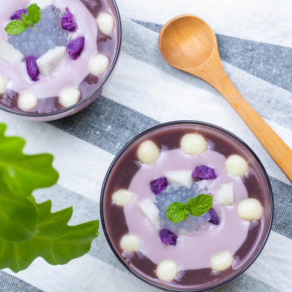 A beautiful purple colour tone Sago Soup Dessert